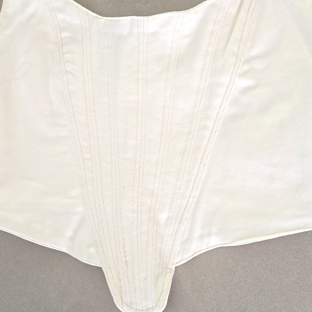 Zara White Denim Women's Corset Crop Top Size S - Picture 4 of 6